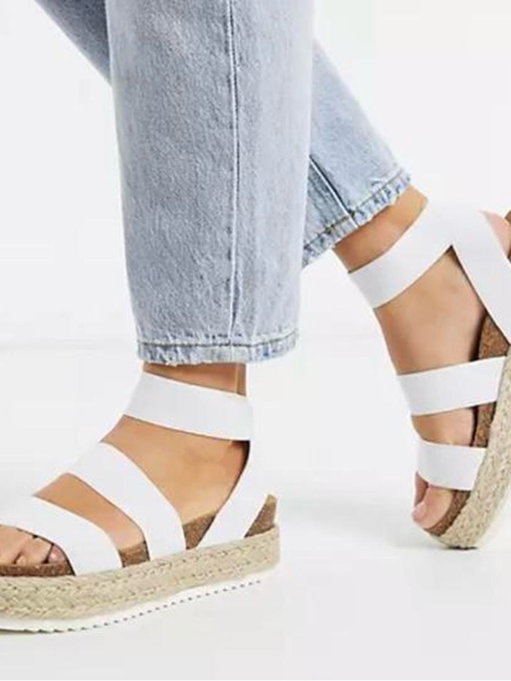 White Steve Madden Kimmie Platform Espadrille Sandals